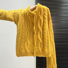 实拍实价#韩系麻花毛衣外套秋冬季2025新款软糯慵懒宽松针织开衫