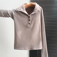 批发实拍实价#高领大翻领加绒长袖t恤上衣新<b class='q'>秋</b>冬立领打底衫内搭高级感