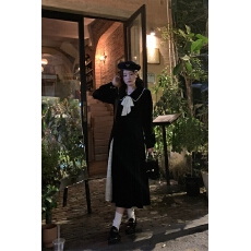 批发冬装2025新款赫本风气质<b class='q'>修身</b>显瘦高级感丝绒<b class='q'>连衣裙</b>小众拼