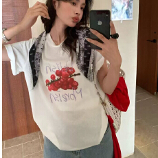 批发韩版新款辣妹短袖t恤女宽松设计感百搭上衣