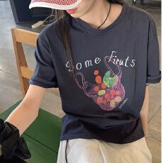 批发韩版新款辣妹短袖t恤女宽松设计感百搭上衣