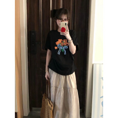 批发韩版新款辣妹短袖t恤女宽松设计感百搭上衣