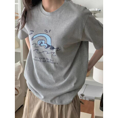 批发韩版新款辣妹短袖t恤女宽松设计感百搭上衣