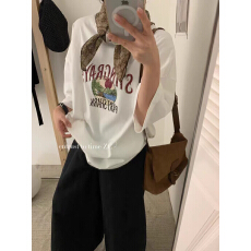 批发短袖通勤上衣夏款新款卡通tee休闲运动圆领T恤潮