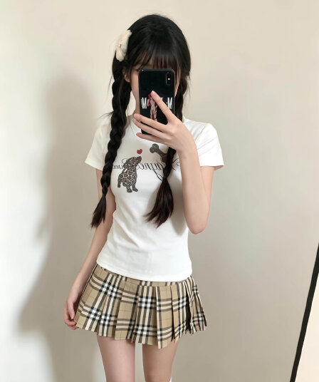 아메리칸 레트로 라운드 넥 긍정적 인 어깨 프린트 반팔 티셔츠