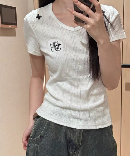 광저우 원본 원단 반팔 티셔츠 여성