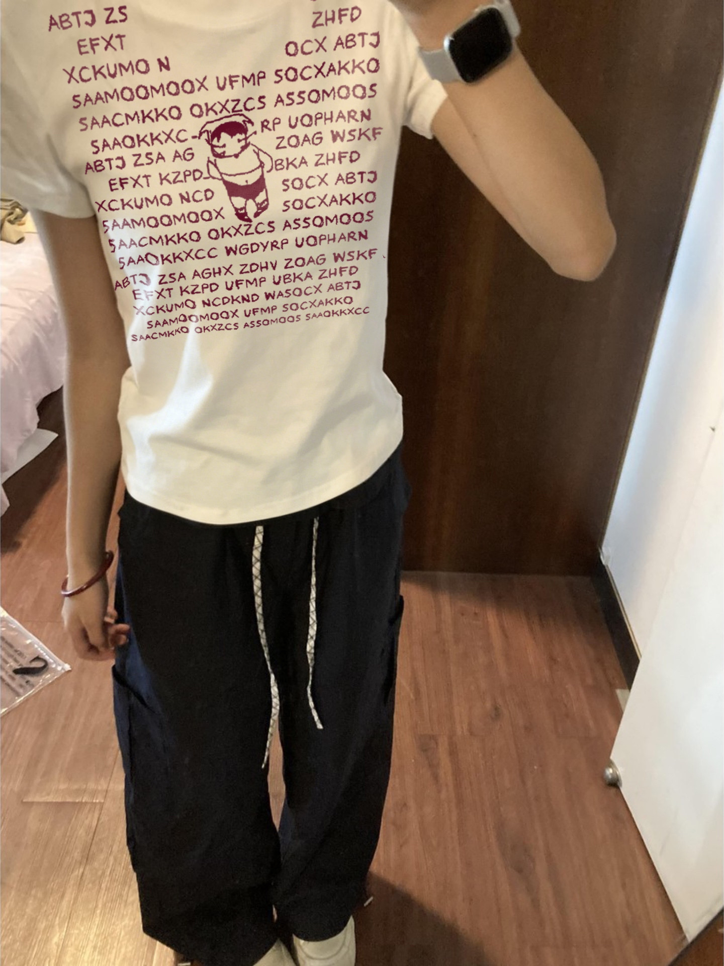 아메리칸 레트로 라운드 넥 프린트 반팔 티셔츠
