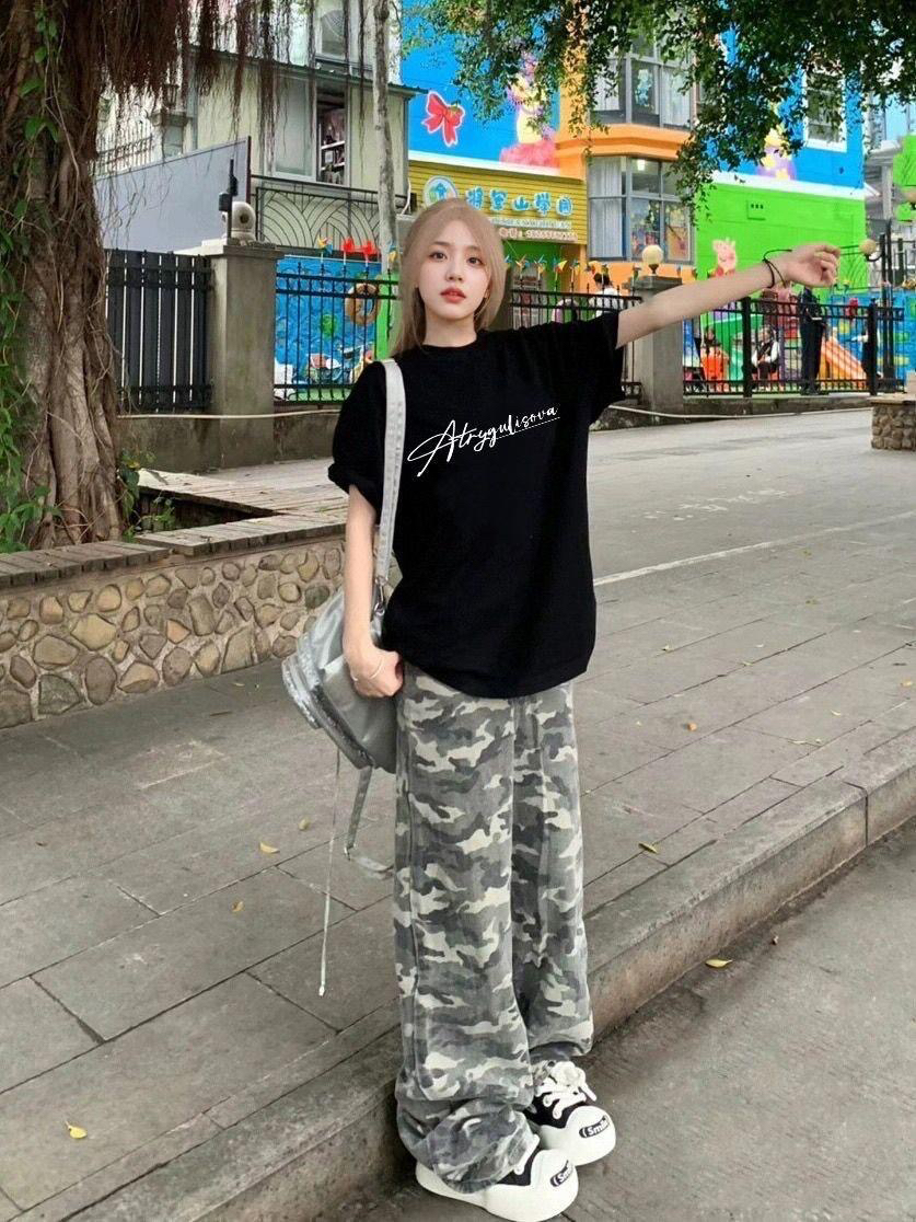 한국 chic 여름 미니멀리즘 다용도 라운드 넥 반팔 프린트 티셔츠