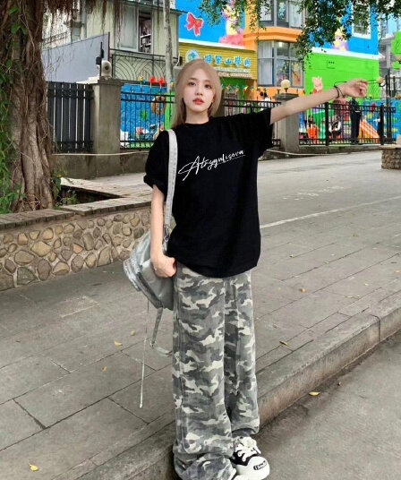 한국 chic 여름 미니멀리즘 다용도 라운드 넥 반팔 프린트 티셔츠