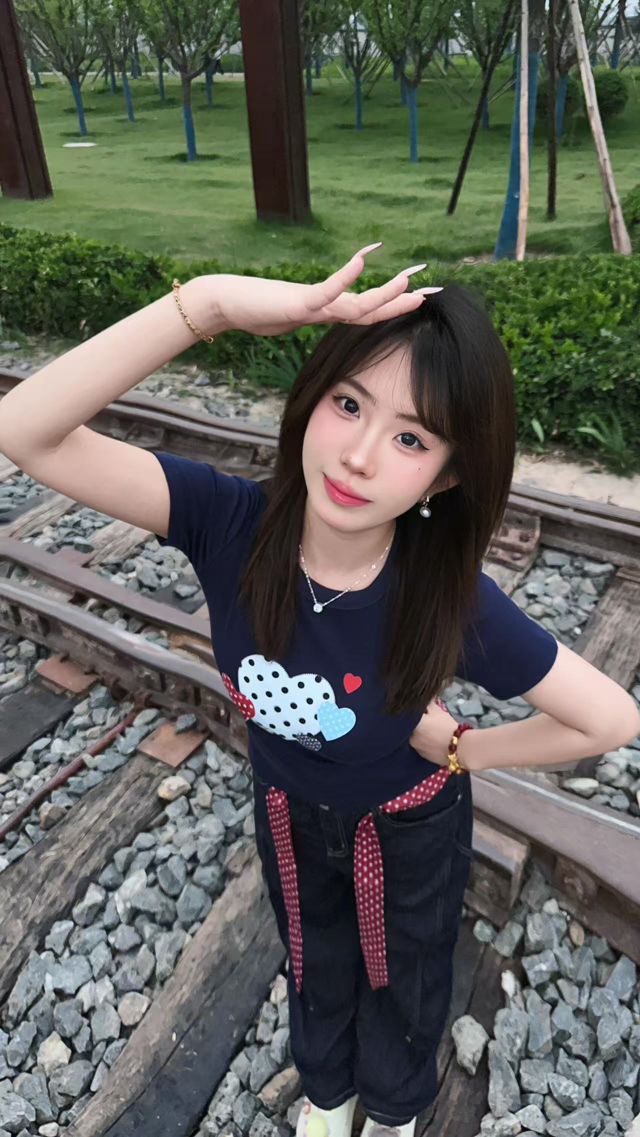 아메리칸 레트로 라운드 넥 긍정적 인 어깨 프린트 반팔 티셔츠