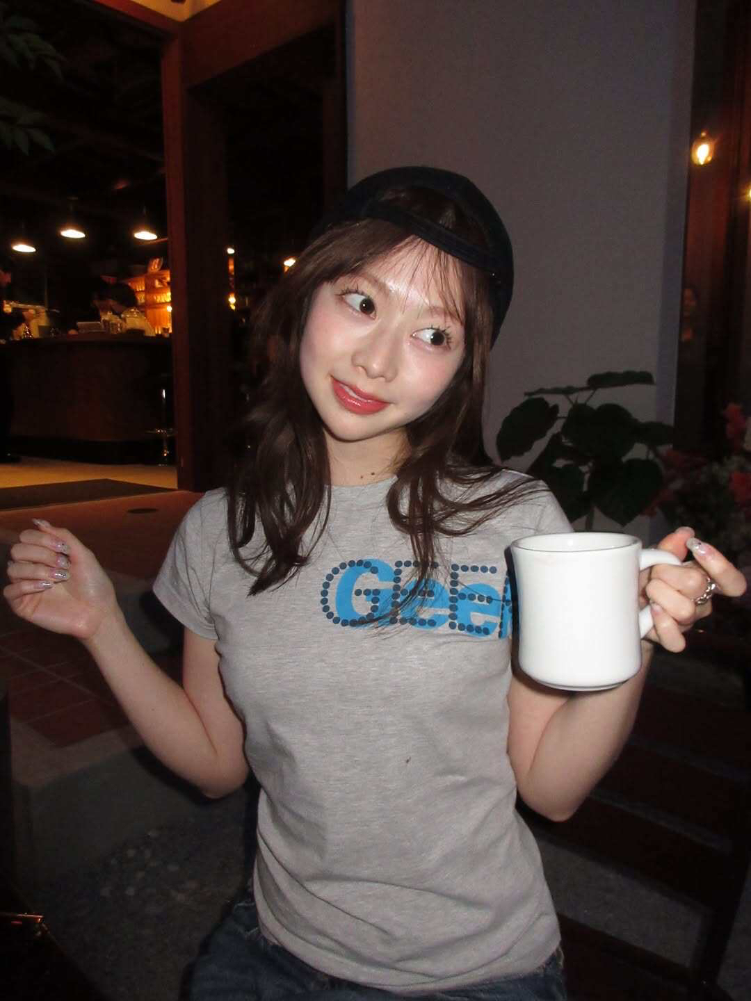 아메리칸 레트로 라운드 넥 긍정적 인 어깨 프린트 반팔 티셔츠
