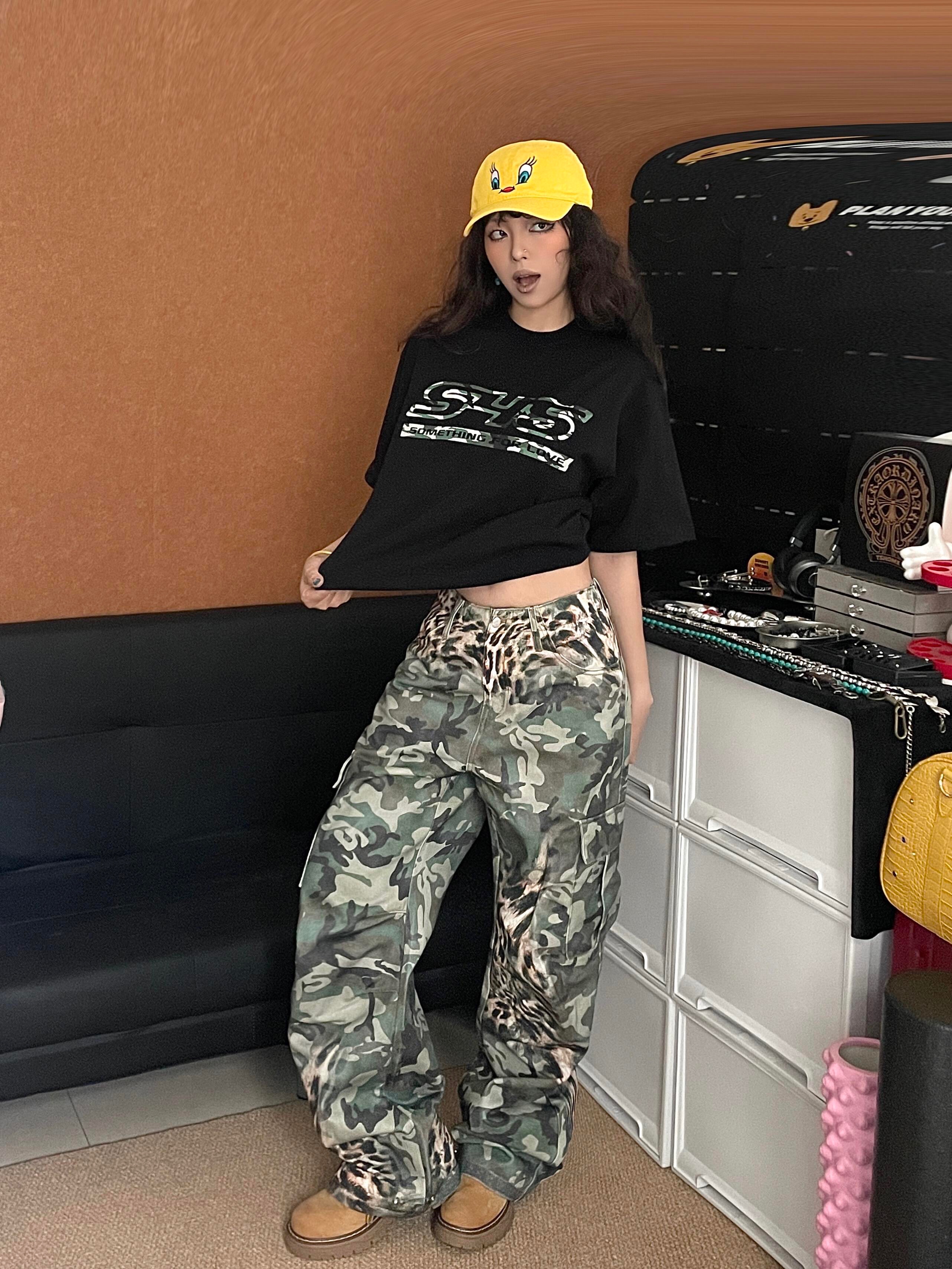 한국 chic 여름 미니멀리즘 다용도 라운드 넥 반팔 프린트 티셔츠