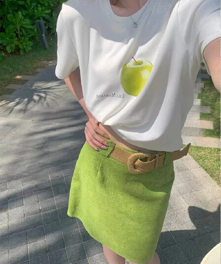 한국 스타일 새로운 핫걸 반팔 티셔츠 여성 루즈핏 디자인 센스 다용도 맨위