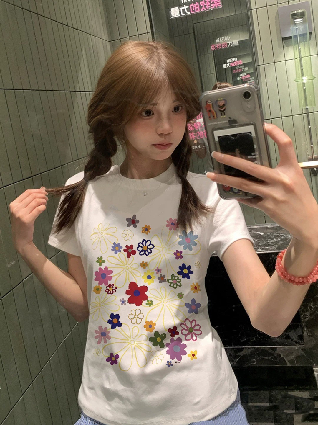 순면 40 220 그램 92 면 8 암모니아 Lun 긍정적 인 어깨 반팔 t