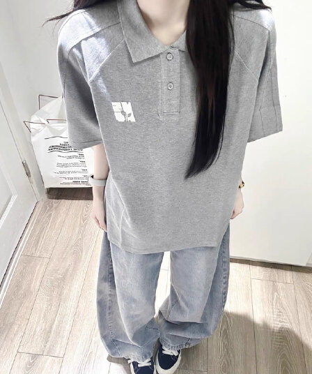 자수 네리 가게 천 순면 220 그램 반팔 티셔츠 여성