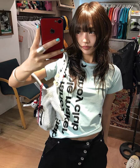 아메리칸 레트로 라운드 넥 프린트 반팔 티셔츠