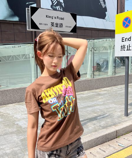 아메리칸 레트로 라운드 넥 프린트 반팔 티셔츠