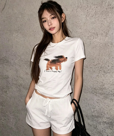 순면 40 220 그램 92 면 8 암모니아 Lun 긍정적 인 어깨 반팔 티셔츠