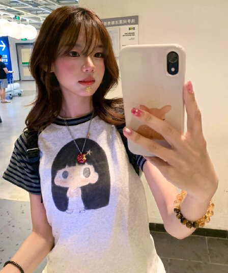 220 그램 92 면 8 암모니아 Lun 컬러 짜임 스트라이프 원본 것 패치워크 색상 반팔 티셔츠