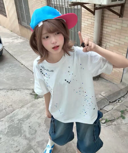 원본 명중 에디션 핫픽스 공예 프린트 19 지점 220 그램 순면 반팔 티셔츠