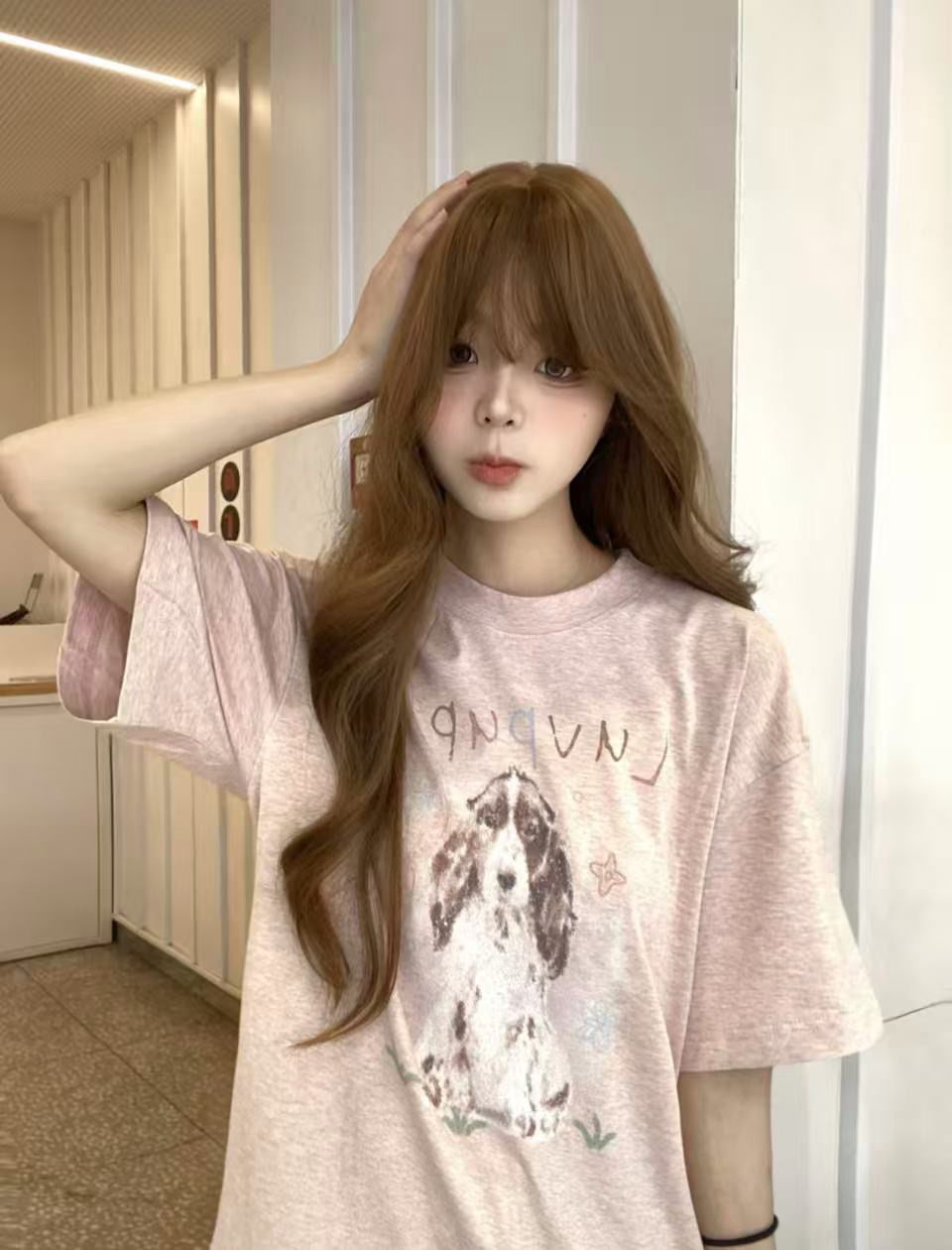 광저우 눈꽃 면 반팔 여성