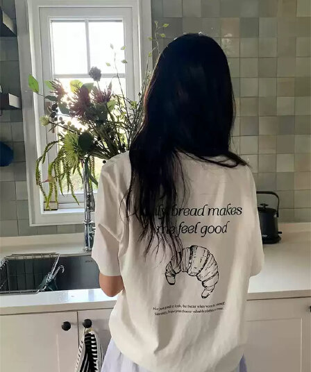 여름 새로운 아메리칸 루즈핏 다용도 프린트 반팔 티셔츠 여성