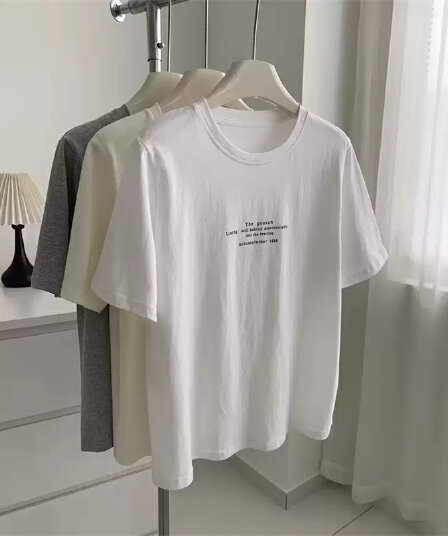 여름 새로운 아메리칸 루즈핏 다용도 프린트 반팔 티셔츠 여성