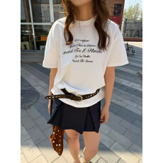 批发纯棉夏装宽松印花短袖T恤女韩