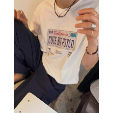 批发纯棉夏装宽松印花短袖T恤女韩