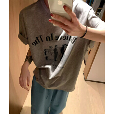 批发纯棉夏装宽松印花短袖T恤女韩