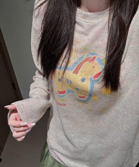 비 압력 그림 고무 인쇄 원본 크기 솜씨 광저우 원본 컬러 코튼 긴팔 자외선 차단 블라우스