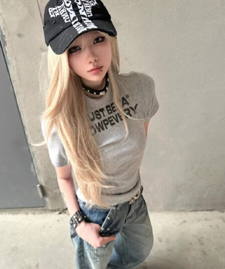 아메리칸 레트로 순면 긍정적 인 어깨 라운드 넥 프린트 반팔 티셔츠