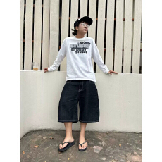 纯棉210克精梳精密印花秋季宽松长袖T恤女
