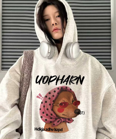 후아 면 복합 없음 모자 로프 있음 주머니 후드 티 스웨터 여성 얇은 스타일 털이 있는