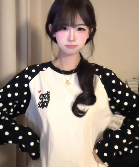 좋은 품질 비 압력 그림 19 지점 220 그램 순면 긴팔 티셔츠 여성