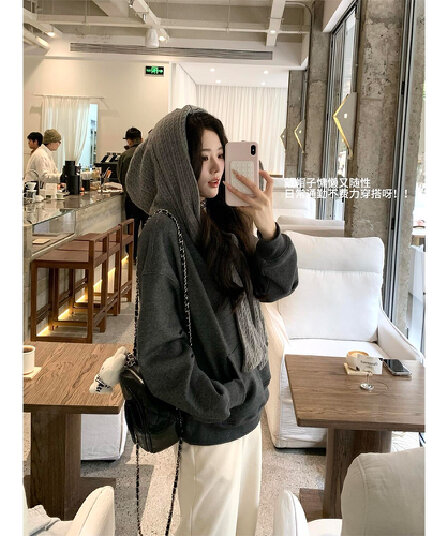 얇은 스타일 털이 있는 원본 솜씨 소매 구멍 명중 Pleat 이후 패키지 칼라 순수한 Mianhua 면 복합 후드티