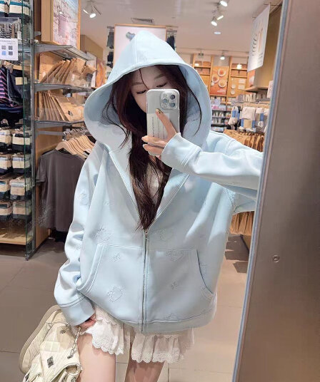 좋은 품질 고양이 전체 자수 원본 솜씨 음식 털 후아 면 복합 후드 티 스웨터