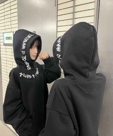 후아 면 복합 없음 모자 로프 있음 주머니 후드 티 스웨터 여성 얇은 스타일 털이 있는