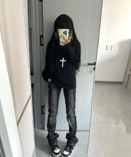 높은 품질 순면 200그램 21 빗질하다 정밀 프린트 가을 루즈핏 긴팔 티셔츠 여성