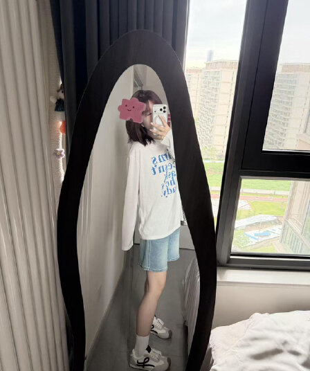 높은 품질 순면 200그램 21 빗질하다 정밀 프린트 가을 루즈핏 긴팔 티셔츠 여성