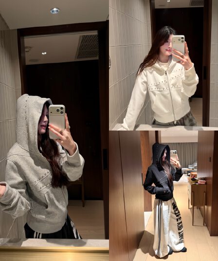 얇은 스타일 이후 패키지 칼라 순수한 Mianhua 면 복합 후드티 여성