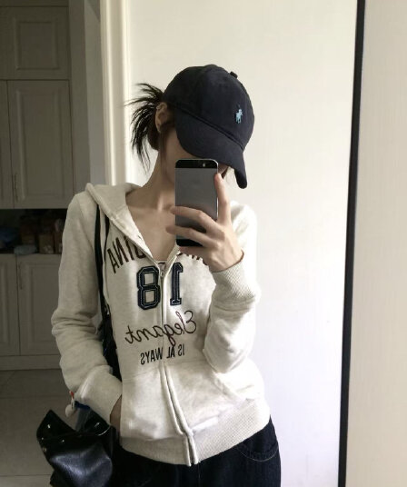 얇은 스타일 이후 패키지 칼라 순수한 Mianhua 면 복합 후드티 여성