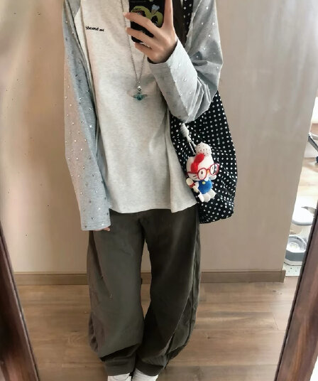 순면 220 그램 긴팔 티셔츠 여성