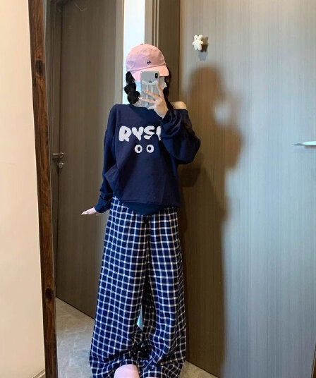 아메리칸 레트로 핫걸 비스듬한 어깨 프린트 루즈핏 후드티