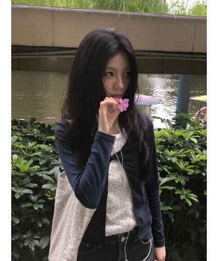 210 그램 40 좋은 면 긍정적 인 어깨 티셔츠 몸매 가꾸기 허리 수축 십자가 비틀림 꽃무늬 페이크 레이어드