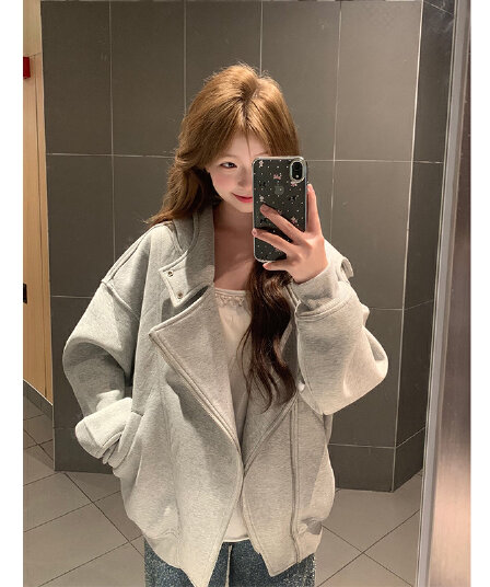 얇은 스타일 털이 있는 후아 면 복합 후드티 여성