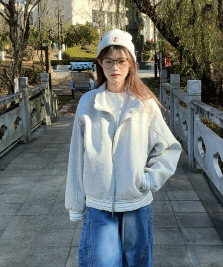 얇은 스타일 이후 패키지 칼라 순수한 Mianhua 면 복합 후드티 여성