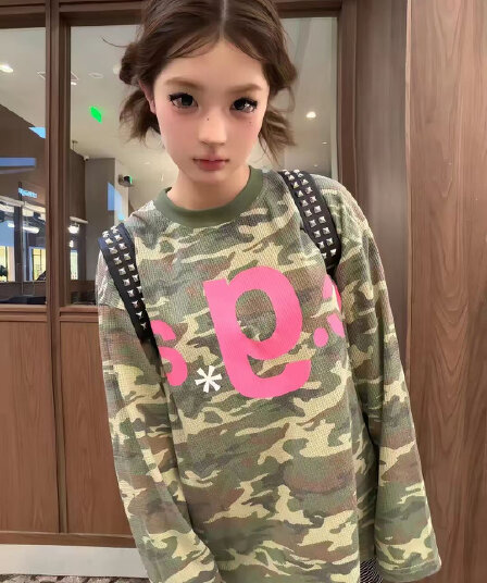 광저우 후아 남편 그리드 원본 크기 이후 패키지 칼라 프린트 카모플라주 티셔츠
