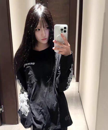 있음 주머니 순면 220 그램 빗질하다 닫기 긴팔 티셔츠 여성
