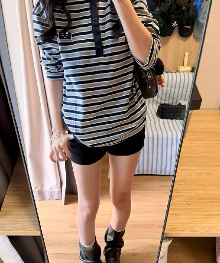 순면 220 그램 빗질하다 닫기 긴팔 티셔츠 여성